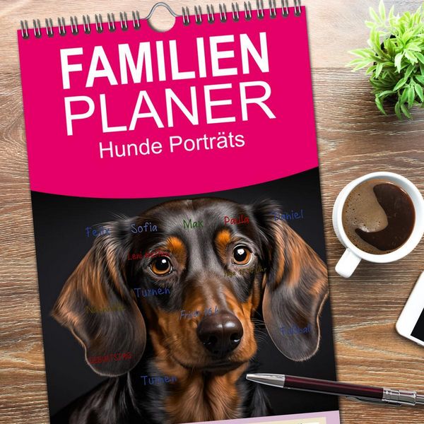 Produktbild: Familienplaner 2026 - Hunde Portr&auml;ts mit 5 Spalten (Wandkalender, 21 x 45 cm) CALVENDO