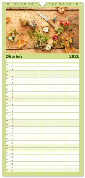 Produktbild: Familienplaner 2026 - K&ouml;stliche Waldpilze mit 5 Spalten (Wandkalender, 21 x 45 cm) CALVENDO