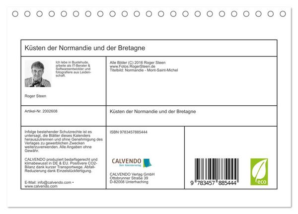 Produktbild: K&uuml;sten der Normandie und der Bretagne (Tischkalender 2026 DIN A5 quer), CALVENDO Monatskalender