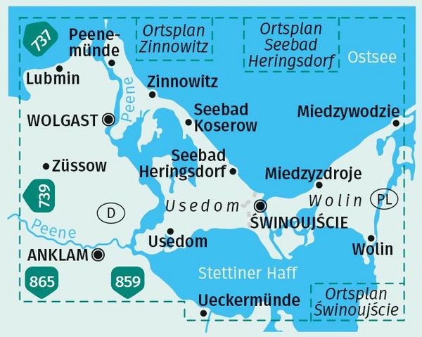 Produktbild: KOMPASS Wanderkarte 738 Insel Usedom - Insel Wollin/Wolin 1:50.000