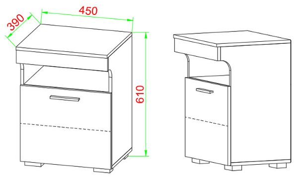 Produktbild: Holz Nachttisch Nachtschrank Schublade Slepal M
