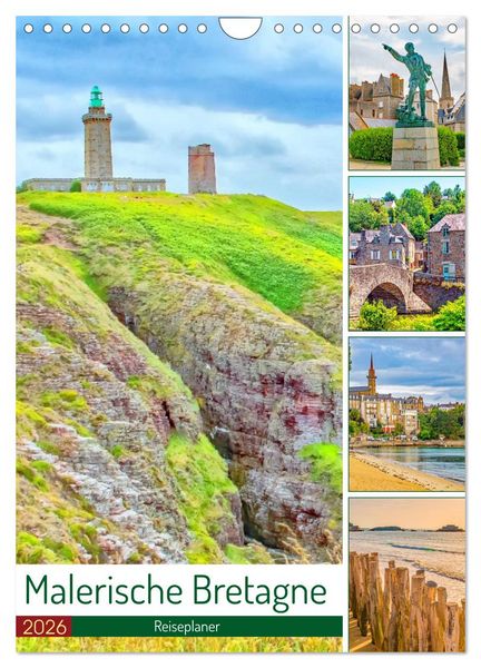 Produktbild: Malerische Bretagne - Reiseplaner (Wandkalender 2026 DIN A4 hoch), CALVENDO Monatskalender