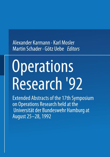 Produktbild: Operations Research &rsquo;92