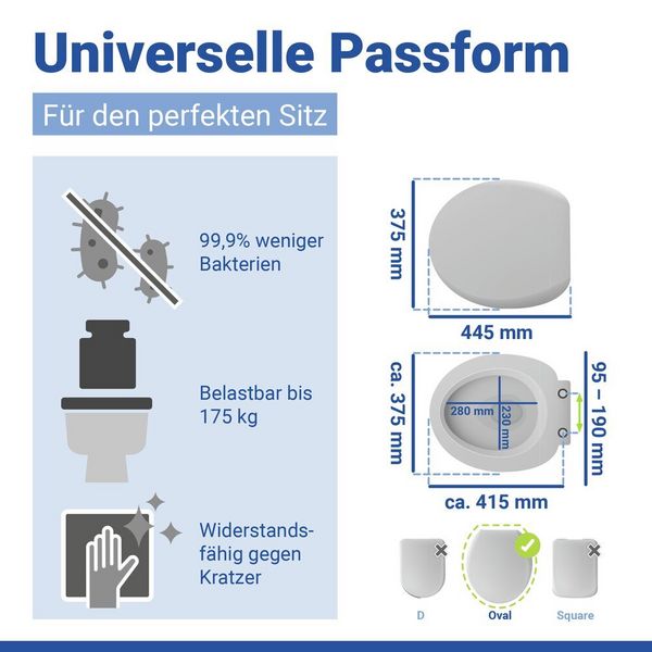 Produktbild: WC Sitz Mod. Samos Slate Blue, Toilettendeckel mit Absenkautomatik
