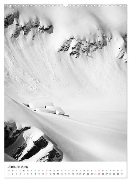 Produktbild: SCHWEIZER ALPEN in Schwarz und Wei&szlig; (Wandkalender 2026 DIN A2 hoch), CALVENDO Monatskalender