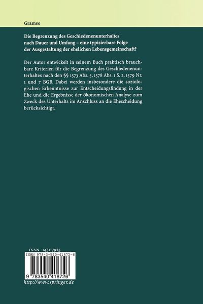 Produktbild: Die Begrenzung des Geschiedenenunterhaltes nach Dauer und Umfang