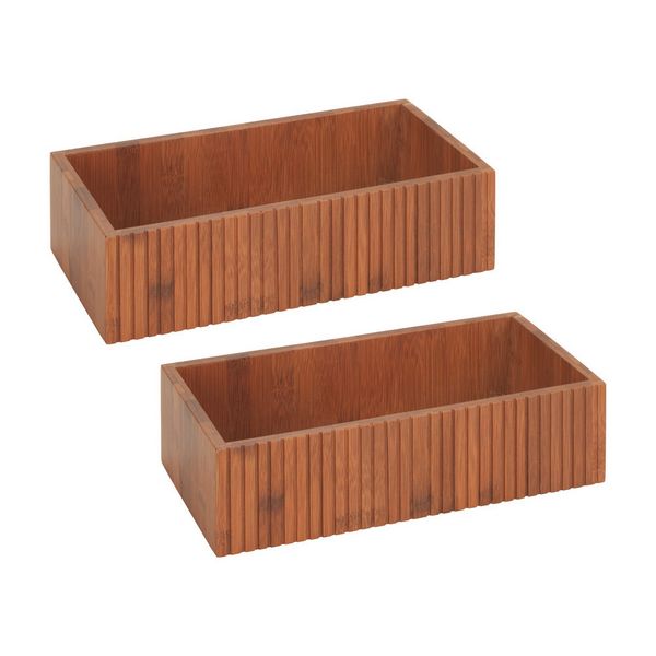 Produktbild: Aufbewahrungsbox Mod. Mera, 2er Set, aus ger&auml;uchertem Bambus