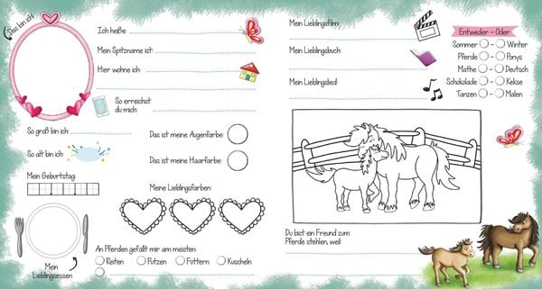 Mein Zauberpapier Freundebuch Süße Pferde
