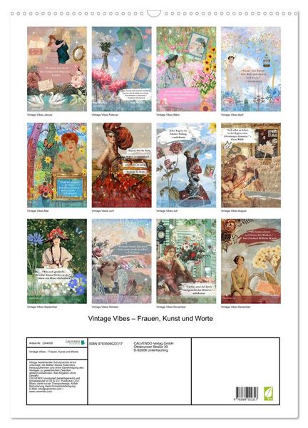 Produktbild: Vintage Vibes &ndash; Frauen, Kunst und Worte (Wandkalender 2027 DIN A2 hoch), CALVENDO Monatskalender
