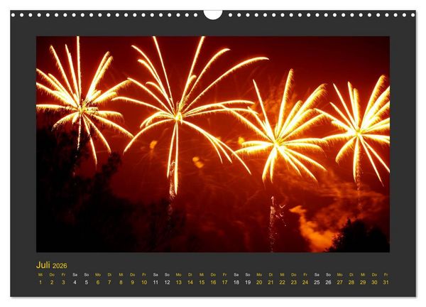 Produktbild: Feuerwerk - Explosives am Himmel (Wandkalender 2026 DIN A3 quer), CALVENDO Monatskalender