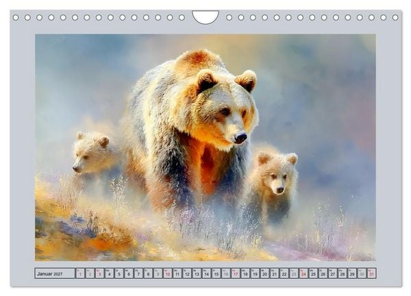Produktbild: Braunb&auml;ren. Teddy-Familie im Einklang mit der Natur (Wandkalender 2027 DIN A4 quer), CALVENDO Monatskalender