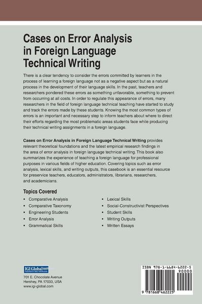 Produktbild: Cases on Error Analysis in Foreign Language Technical Writing
