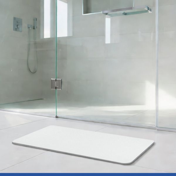 Produktbild: Diatomit Badematte Mod. Simi Wei&szlig;, 60 x 39 cm, schnelltrocknend und rutschsicher