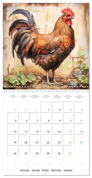Produktbild: Coqs de nos campagnes (Calendrier mural carr&eacute; 2026 30x30 cm) Calendrier double avec une page pour vos prises de notes