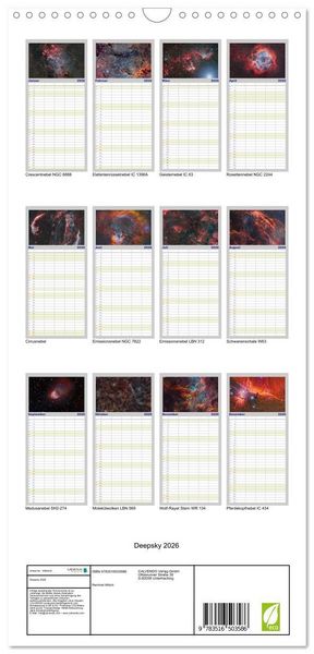 Produktbild: Familienplaner 2026 - Deepsky 2026 mit 5 Spalten (Wandkalender, 21 x 45 cm) CALVENDO