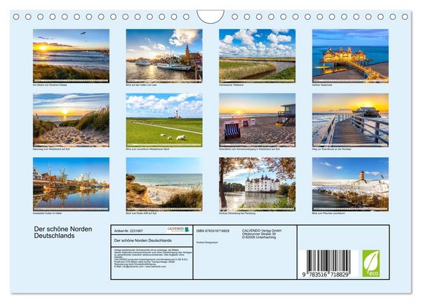 Produktbild: Der sch&ouml;ne Norden Deutschlands (Wandkalender 2026 DIN A4 quer), CALVENDO Monatskalender