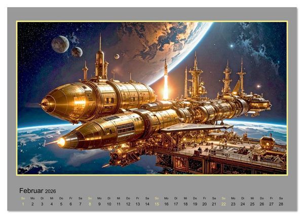 Produktbild: Steampunk-Raumfahrt (Wandkalender 2026 DIN A4 quer), CALVENDO Monatskalender