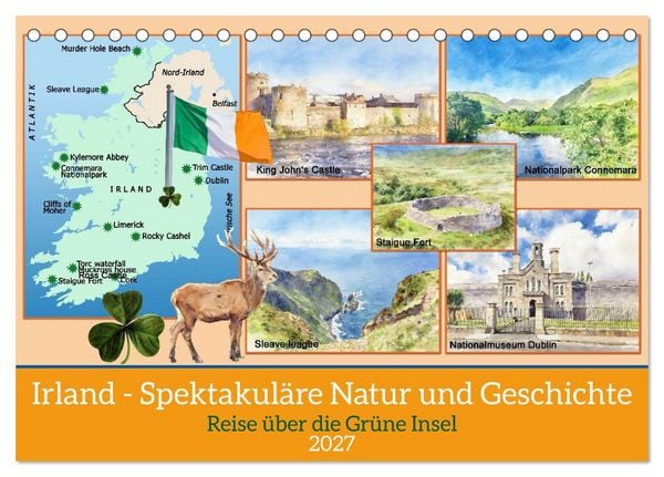 Produktbild: Irland - Spektakul&auml;re Natur und Geschichte (Tischkalender 2027 DIN A5 quer), CALVENDO Monatskalender