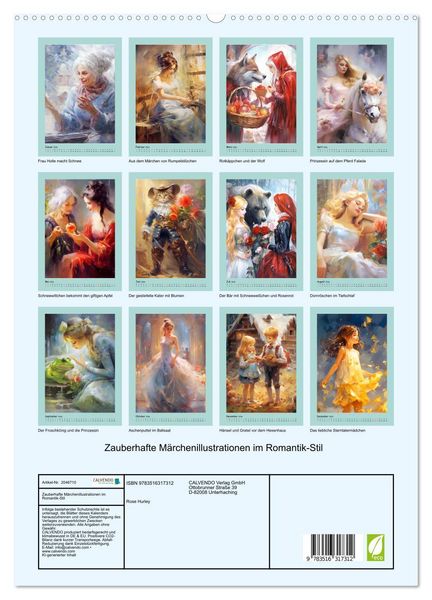 Produktbild: Zauberhafte M&auml;rchenillustrationen im Romantik-Stil (hochwertiger Premium Wandkalender 2026 DIN A2 hoch), Kunstdruck in Hochglanz