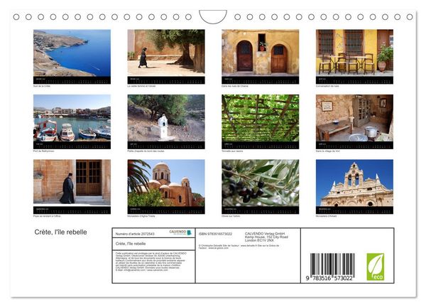 Produktbild: Cr&egrave;te, l'&icirc;le rebelle (Calendrier mural 2026 DIN A4 vertical), CALVENDO calendrier mensuel