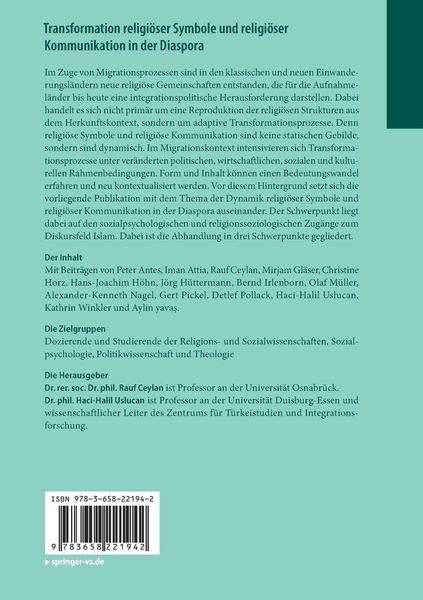 Produktbild: Transformation religi&ouml;ser Symbole und religi&ouml;ser Kommunikation in der Diaspora