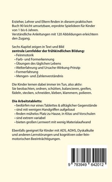 Produktbild: 90 beliebte Aktionstabletts f&uuml;r Feinmotorik, Konzentration, Logik und Zahlen: Montessori-Spielideen f&uuml;r Kindergarten, Vorschule und Zuhause