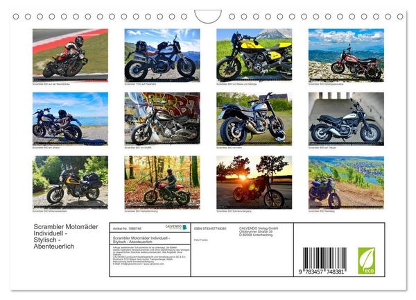 Produktbild: Scrambler Motorr&auml;der Individuell - Stylisch - Abenteuerlich (Wandkalender 2026 DIN A4 quer), CALVENDO Monatskalender
