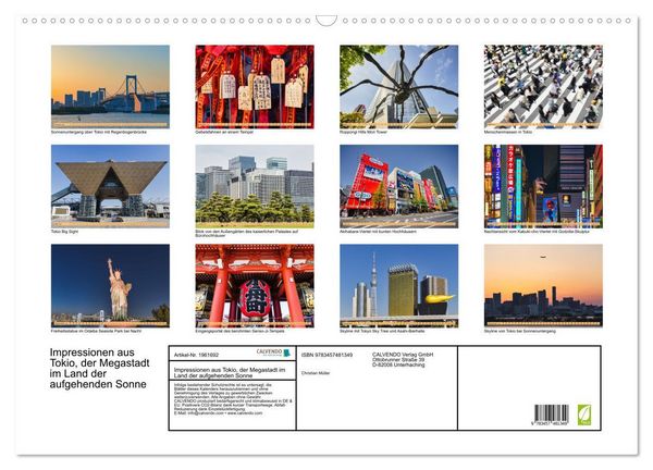 Produktbild: Impressionen aus Tokio, der Megastadt im Land der aufgehenden Sonne (Wandkalender 2026 DIN A2 quer), CALVENDO Monatskalender