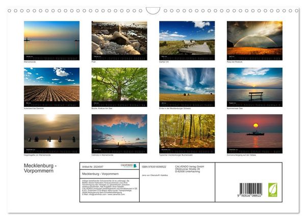 Produktbild: Mecklenburg - Vorpommern (Wandkalender 2026 DIN A3 quer), CALVENDO Monatskalender