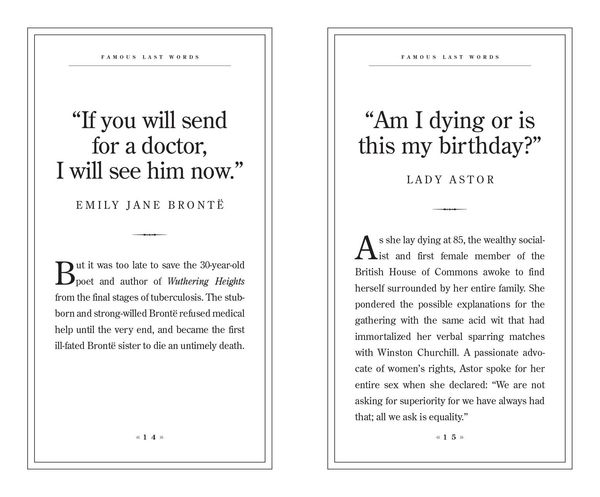Produktbild: Famous Last Words, Fond Farewells, Deathbed Diatribes, and Exclamations Upon Expiration