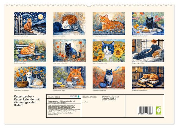 Produktbild: Katzenzauber - Katzenkalender mit stimmungsvollen Bildern (hochwertiger Premium Wandkalender 2026 DIN A2 quer), Kunstdruck in Hochglanz