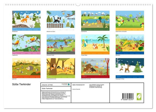 Produktbild: S&uuml;&szlig;e Tierkinder (hochwertiger Premium Wandkalender 2027 DIN A2 quer), Kunstdruck in Hochglanz