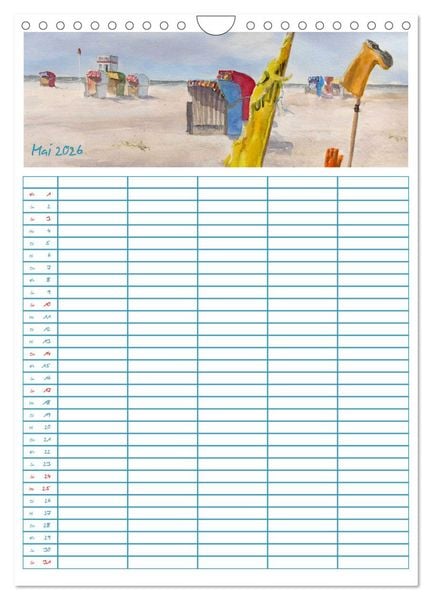 Produktbild: Amrumaquarelle (Wandkalender 2026 DIN A4 hoch), CALVENDO Monatskalender
