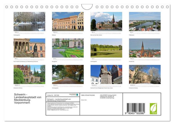 Produktbild: Schwerin - Landeshauptstadt von Mecklenburg-Vorpommern (Wandkalender 2026 DIN A4 quer), CALVENDO Monatskalender
