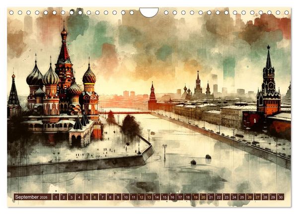 Produktbild: Von New York bis Tokio - Ein KI-Kalender f&uuml;r Weltenbummler (Wandkalender 2026 DIN A4 quer), CALVENDO Monatskalender