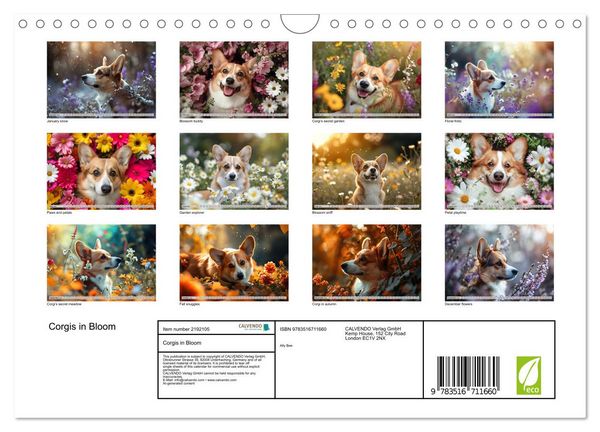 Produktbild: Corgis in Bloom (Wall Calendar 2026 DIN A4 landscape), CALVENDO 12 Month Wall Calendar