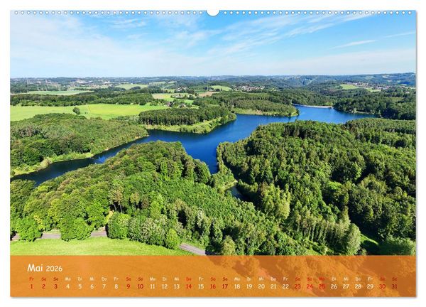 Produktbild: Talsperren der Wupper und ihrer Nebenfl&uuml;sse aus der Vogelperspektive (hochwertiger Premium Wandkalender 2026 DIN A2 quer), Kunstdruck in Hochglanz