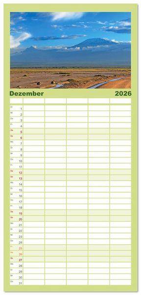 Produktbild: Familienplaner 2026 - Entdeckungen am Kilimandscharo mit 5 Spalten (Wandkalender, 21 x 45 cm) CALVENDO