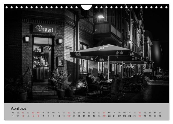 Produktbild: Hansestadt Stralsund bei Nacht (mit GPS-Koordinaten) (Wandkalender 2026 DIN A4 quer), CALVENDO Monatskalender