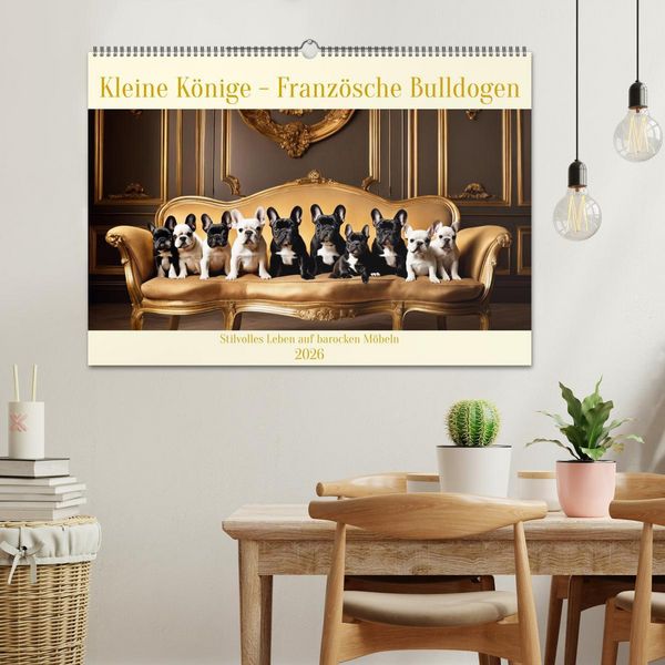 Produktbild: Kleine K&ouml;nige - Franz&ouml;sische Bulldoggen (Wandkalender 2026 DIN A2 quer), CALVENDO Monatskalender
