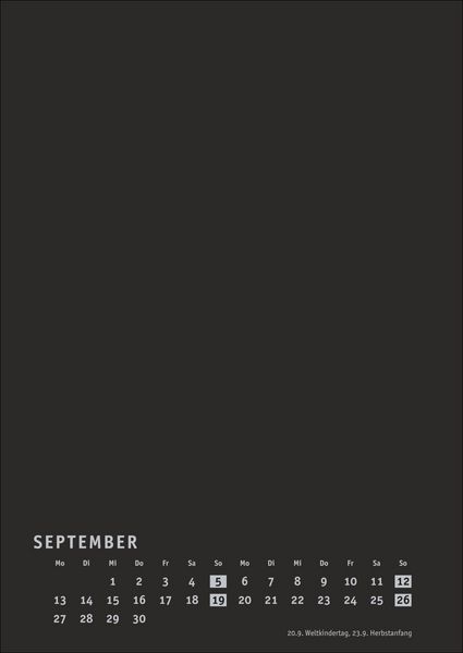 Produktbild: Premium-Bastelkalender schwarz A4 2027