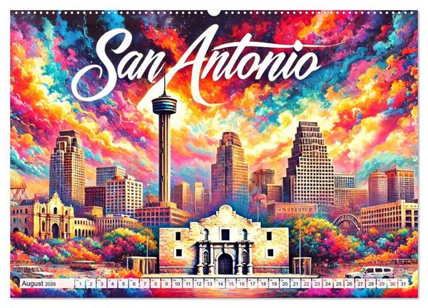 Produktbild: Stadtansichten der USA in Tusche (hochwertiger Premium Wandkalender 2026 DIN A2 quer), Kunstdruck in Hochglanz