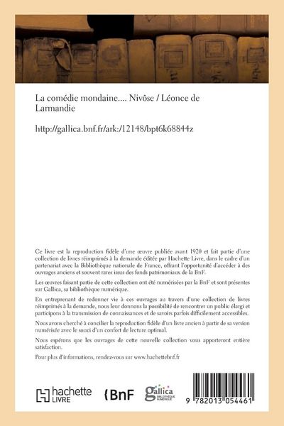 Produktbild: La Com&eacute;die Mondaine, Niv&ocirc;se