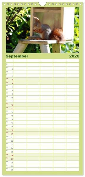 Produktbild: Familienplaner 2026 - Spa&szlig; mit Eichh&ouml;rnchen-Kindern mit 5 Spalten (Wandkalender, 21 x 45 cm) CALVENDO