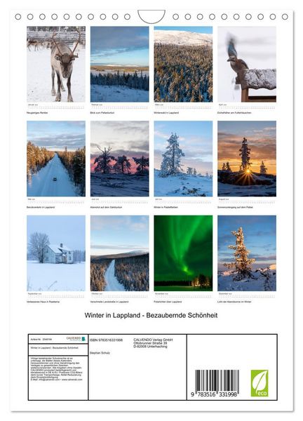 Produktbild: Winter in Lappland - Bezaubernde Sch&ouml;nheit (Wandkalender 2026 DIN A4 hoch), CALVENDO Monatskalender