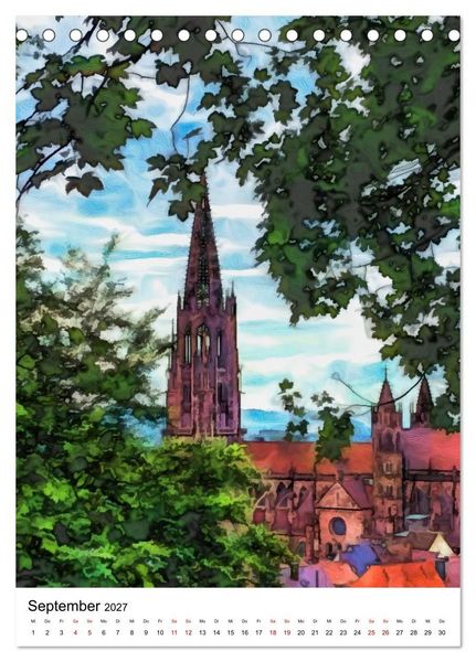 Produktbild: Mein buntes Freiburg (Tischkalender 2027 DIN A5 hoch), CALVENDO Monatskalender