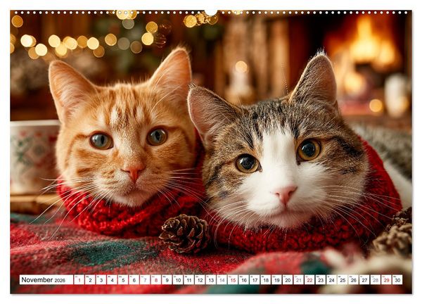 Produktbild: Katzenkalender - S&uuml;&szlig;e Katzen begleiten dich durch alle Jahreszeiten (hochwertiger Premium Wandkalender 2026 DIN A2 quer), Kunstdruck in Hochglanz