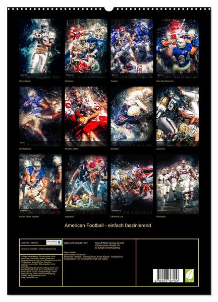 Produktbild: American Football - einfach faszinierend (Wandkalender 2026 DIN A2 hoch), CALVENDO Monatskalender