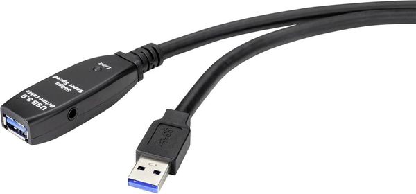 Renkforce USB-Kabel USB 3.2 Gen1 USB-A Stecker, USB-A Buchse 20.00 m Schwarz Aktiv mit Signalverstärkung RF-4598350
