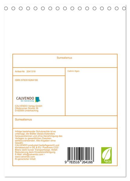 Produktbild: Surrealismus (Tischkalender 2026 DIN A5 hoch), CALVENDO Monatskalender